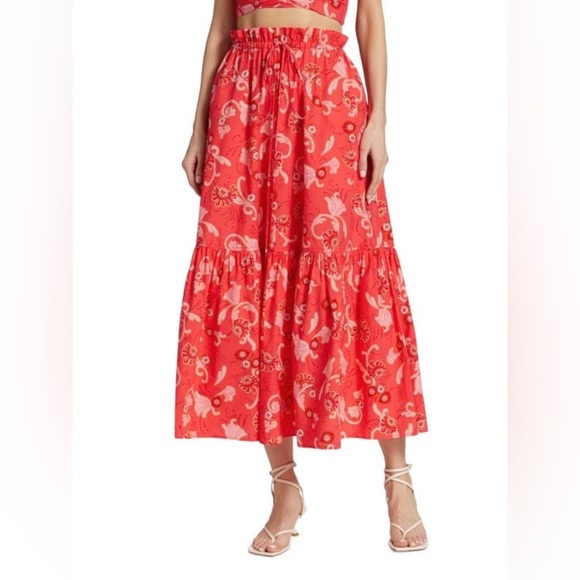 A.L.C. Francis Paisley Maxi Skirt in Red Multicolor - Picture 1 of 11